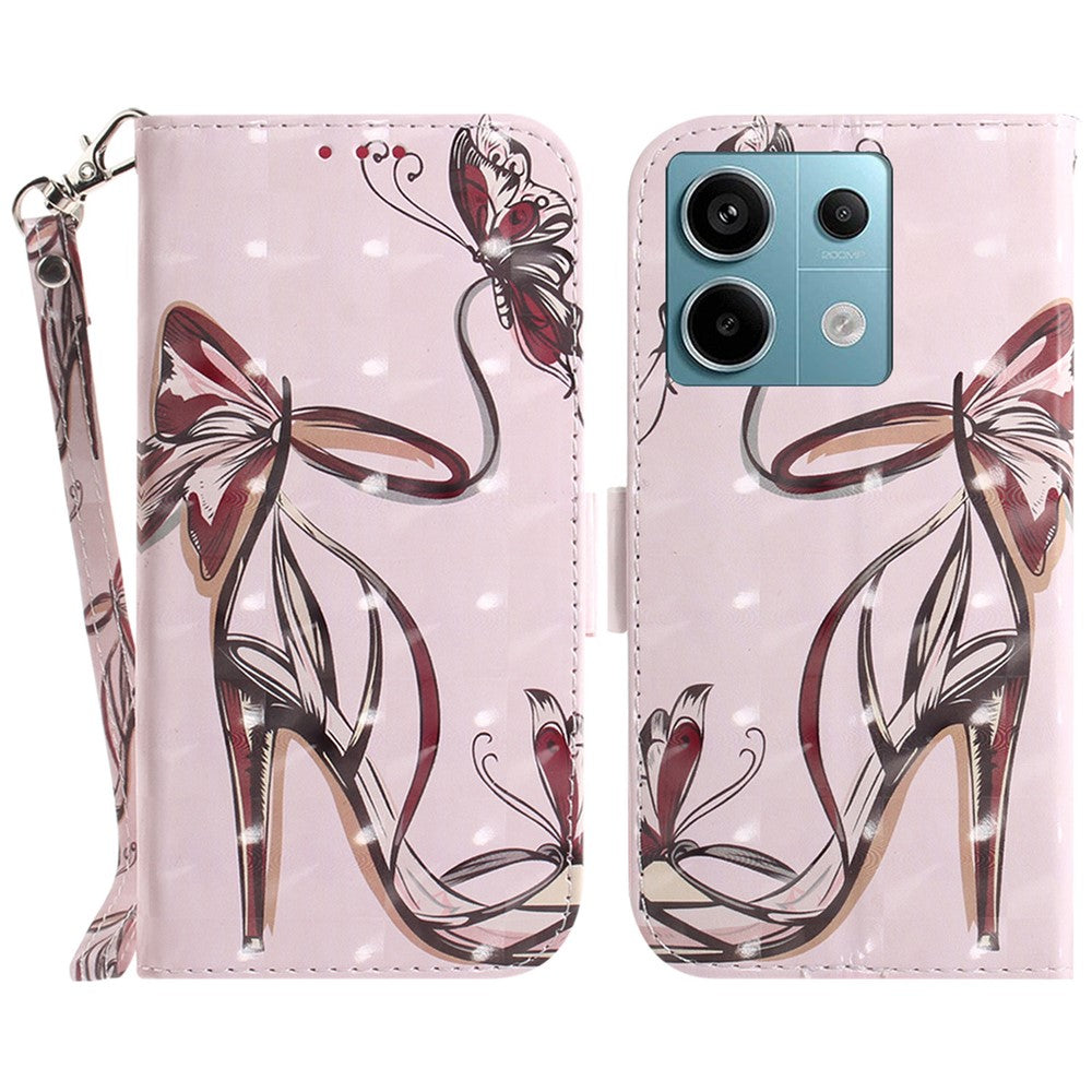 For Xiaomi Redmi Note 13 Pro 5G / Poco X6 5G Wallet Case 3D Pattern Print Leather Cover with Strap