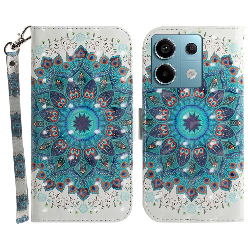 For Xiaomi Redmi Note 13 Pro 5G / Poco X6 5G Wallet Case 3D Pattern Print Leather Cover with Strap