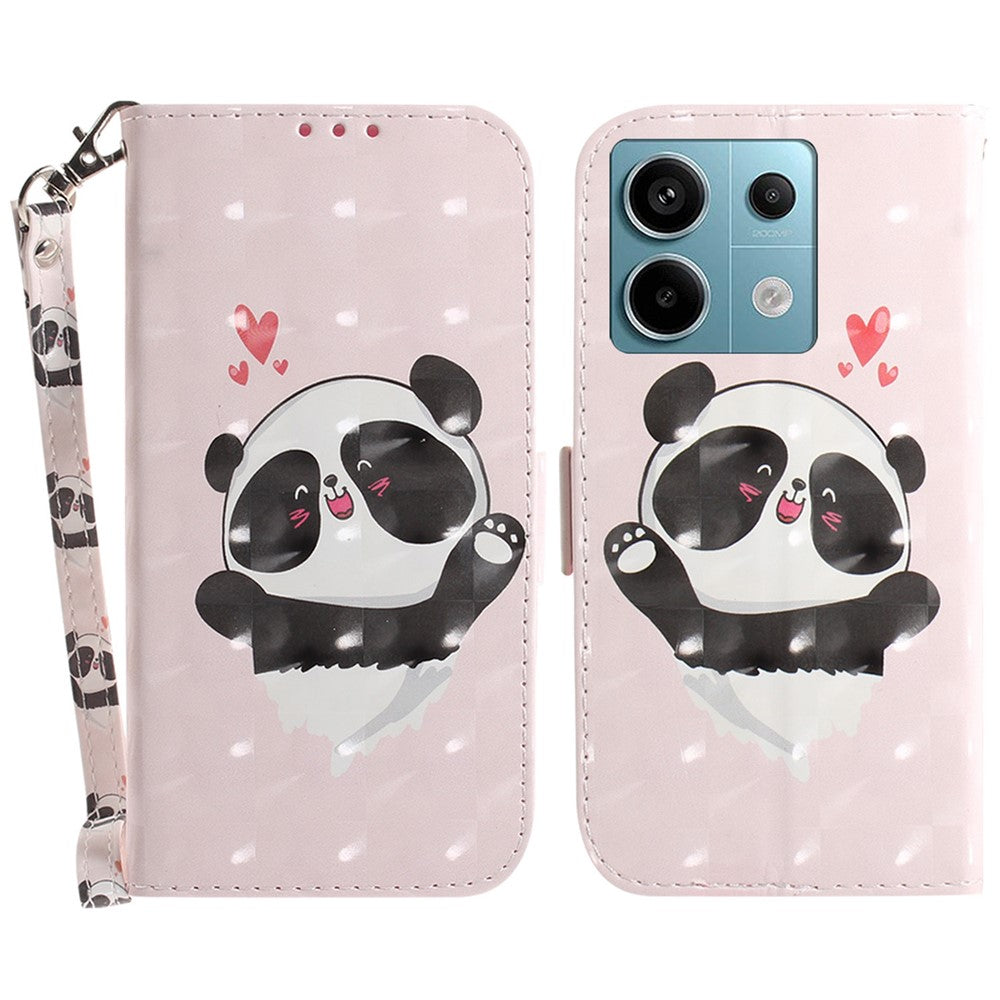 For Xiaomi Redmi Note 13 Pro 5G / Poco X6 5G Wallet Case 3D Pattern Print Leather Cover with Strap