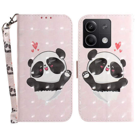 Xiaomi Redmi Note 13 5G / Xiaomi Redmi Note 13 5G (China) Handyhülle – Note 13 5G (China) 3D-Musterdruck Lederhülle mit Riemen