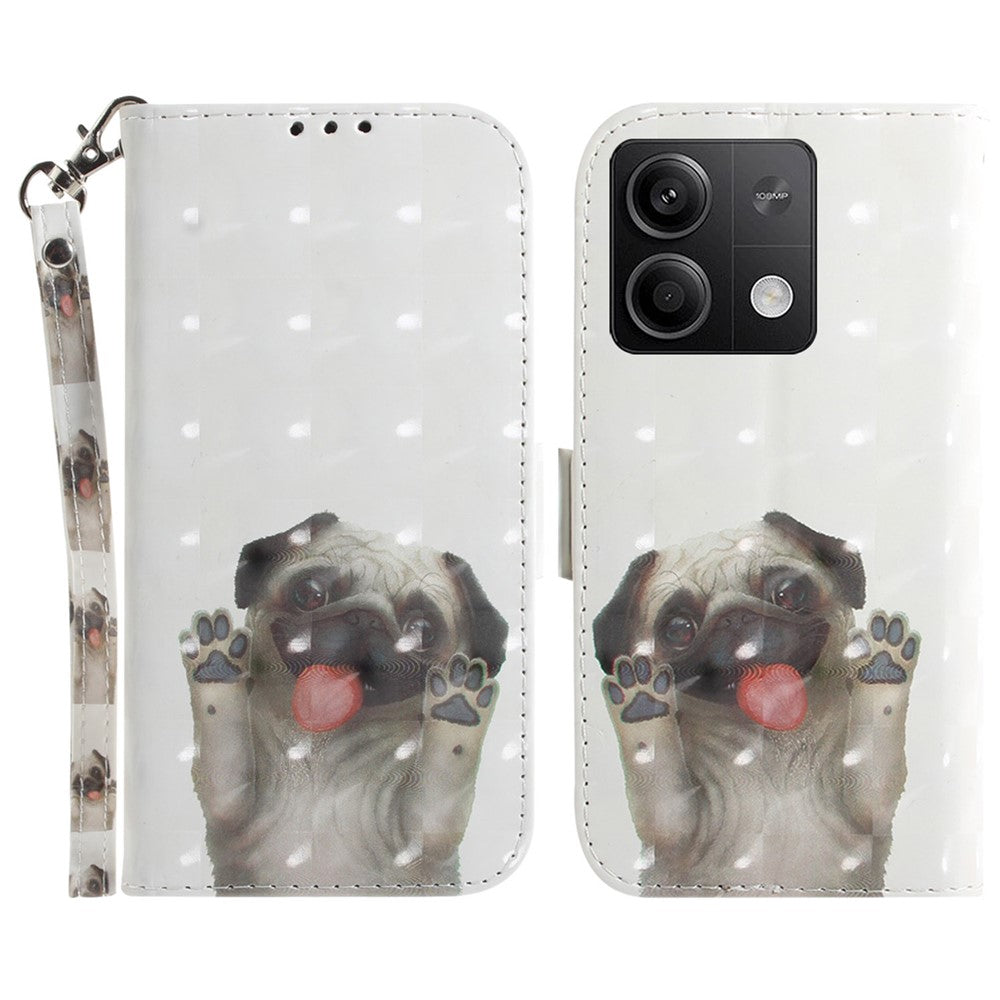 For Xiaomi Redmi Note 13 5G / Note 13 5G (China) Case 3D Pattern Print Leather Cover with Strap