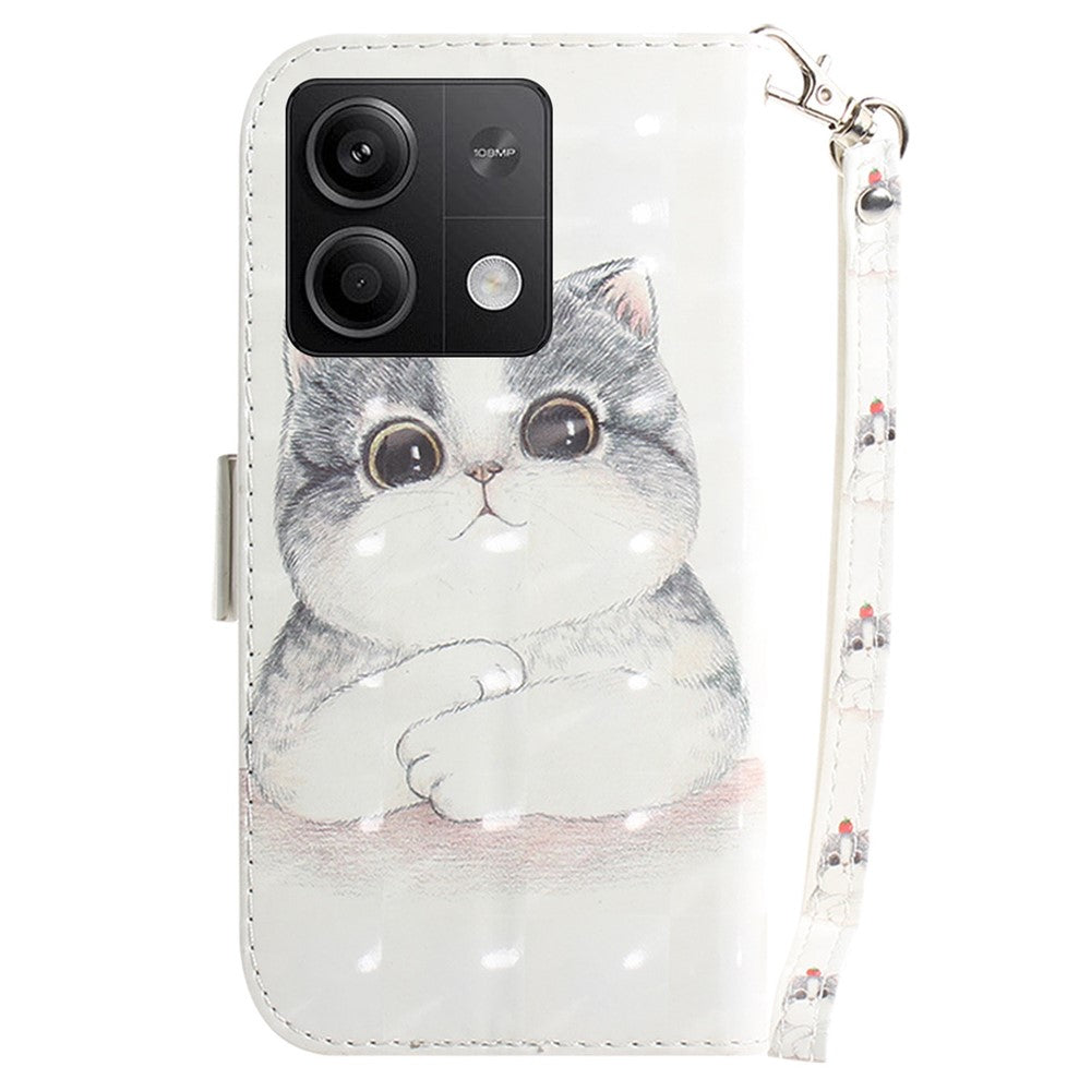 For Xiaomi Redmi Note 13 5G / Note 13 5G (China) Case 3D Pattern Print Leather Cover with Strap