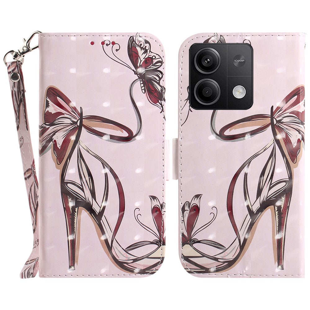 For Xiaomi Redmi Note 13 5G / Note 13 5G (China) Case 3D Pattern Print Leather Cover with Strap