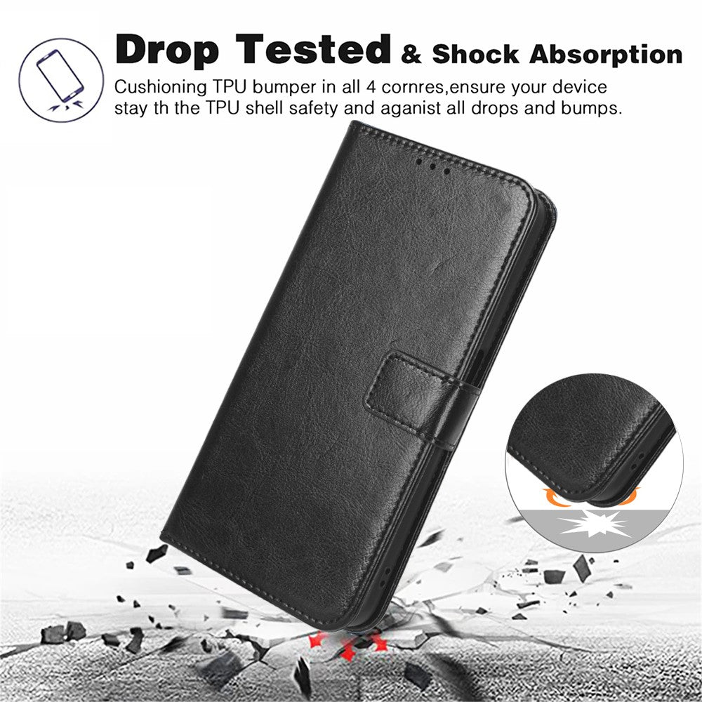For Xiaomi Redmi Note 13 4G Wallet Leather Phone Case Crazy Horse Texture
