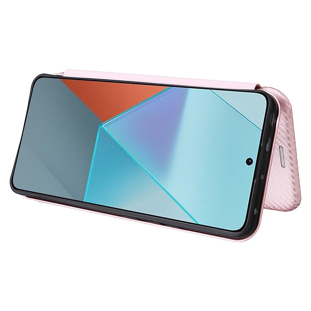 For Xiaomi Redmi Note 13 5G / Note 13 5G (China) Case Carbon Fiber Texture Phone Leather Cover