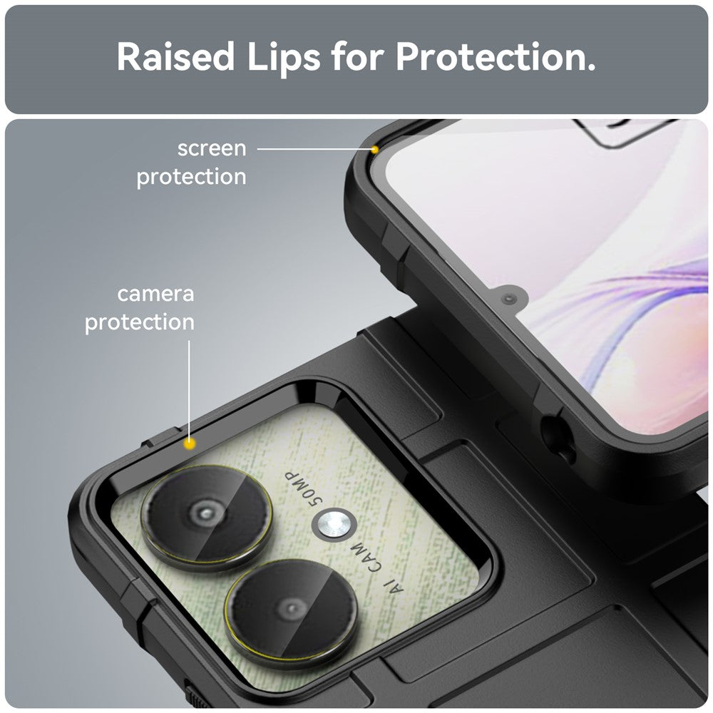 For Xiaomi Redmi 13C 4G  /  13C 5G  /  13R 5G  /  Poco M6 5G  /  Poco C65 4G TPU Case Square Grid Phone Back Cover