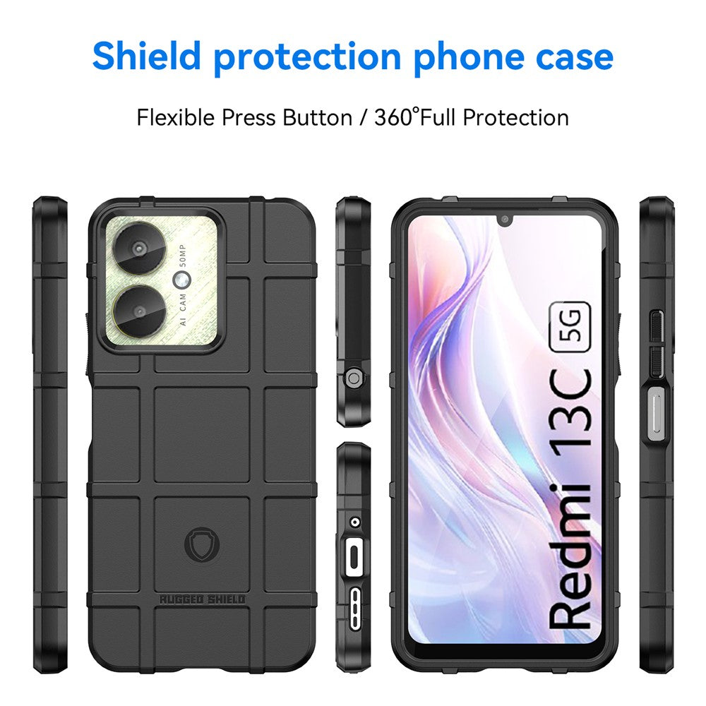 For Xiaomi Redmi 13C 4G  /  13C 5G  /  13R 5G  /  Poco M6 5G  /  Poco C65 4G TPU Case Square Grid Phone Back Cover