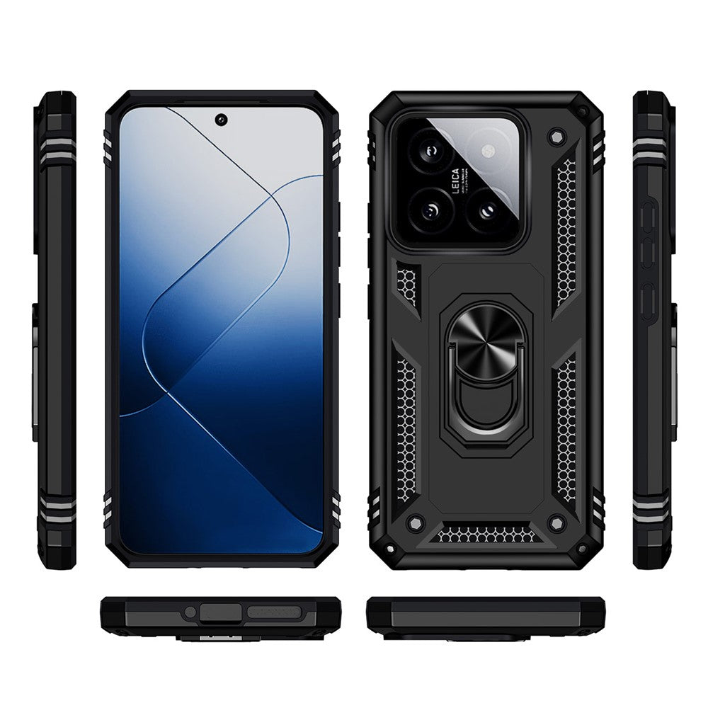 For Xiaomi 14 Drop-proof Case PC+TPU Phone Back Cover with Ring Kickstand