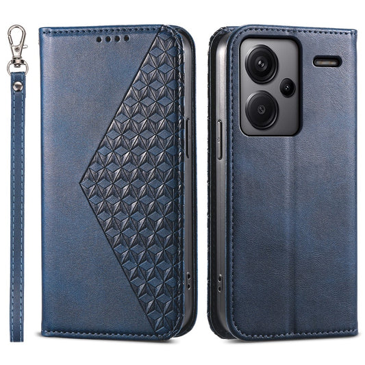 Xiaomi Redmi Note 13 Pro+ 5G Handyhülle – Ledertasche mit Klappdeckel, Rautenmuster