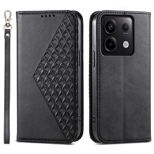 For Xiaomi Redmi Note 13 Pro 5G / Poco X6 5G Case Wallet Magnetic Leather Cover Rhombus Pattern