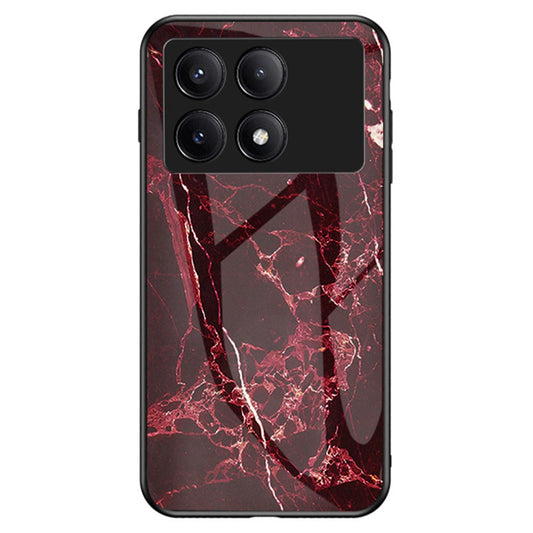 For Xiaomi Redmi K70E 5G / Poco X6 Pro 5G Case Marble Pattern Tempered Glass+PC+TPU Cover