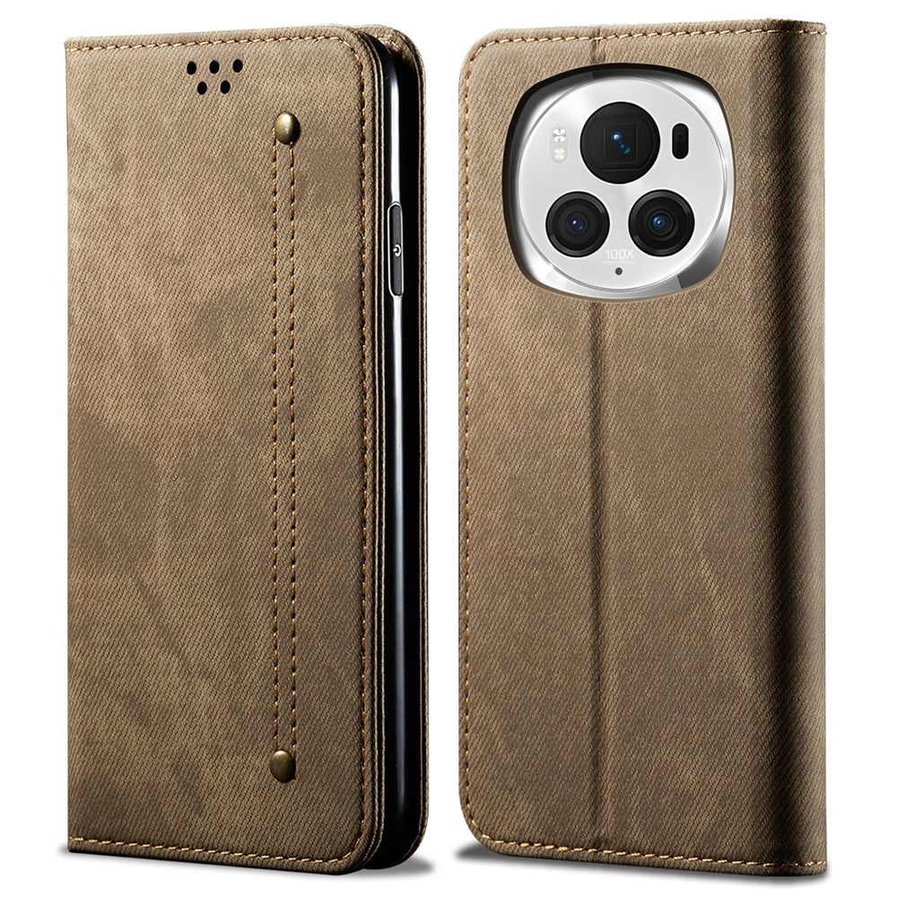 Honor Magic6 Pro 5G Wallet-Handyhülle – Lederhülle mit Jeansstoff-Textur