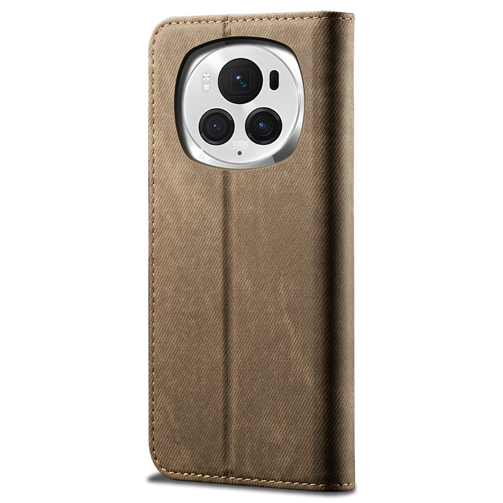 Honor Magic6 Pro 5G Wallet-Handyhülle – Lederhülle mit Jeansstoff-Textur