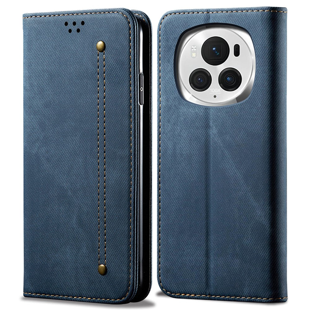 Honor Magic6 Pro 5G Wallet-Handyhülle – Lederhülle mit Jeansstoff-Textur
