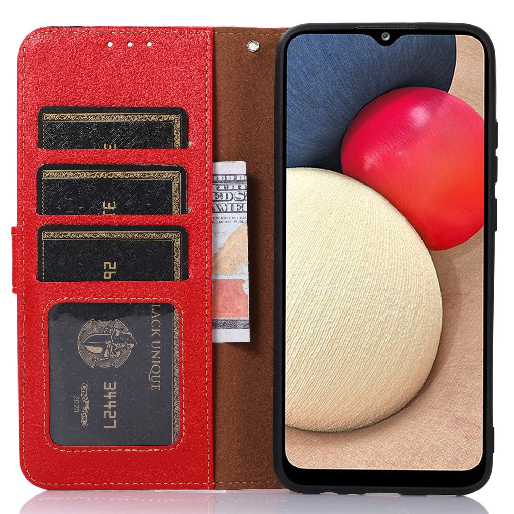 KHAZNEH For Xiaomi Redmi Note 13 Pro 4G / Poco M6 Pro 4G Case RFID Blocking Stand Cover with Litchi Texture