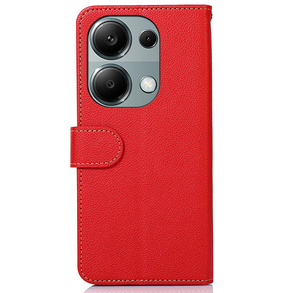 KHAZNEH For Xiaomi Redmi Note 13 Pro 4G / Poco M6 Pro 4G Case RFID Blocking Stand Cover with Litchi Texture
