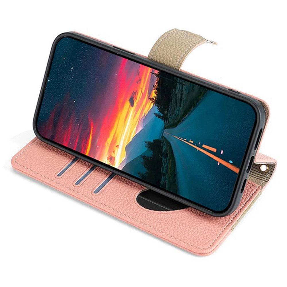 Galaxy S23 Plus Wallet-Hülle – Litschi-Textur, mit Spiegel & Kettenschultergurt