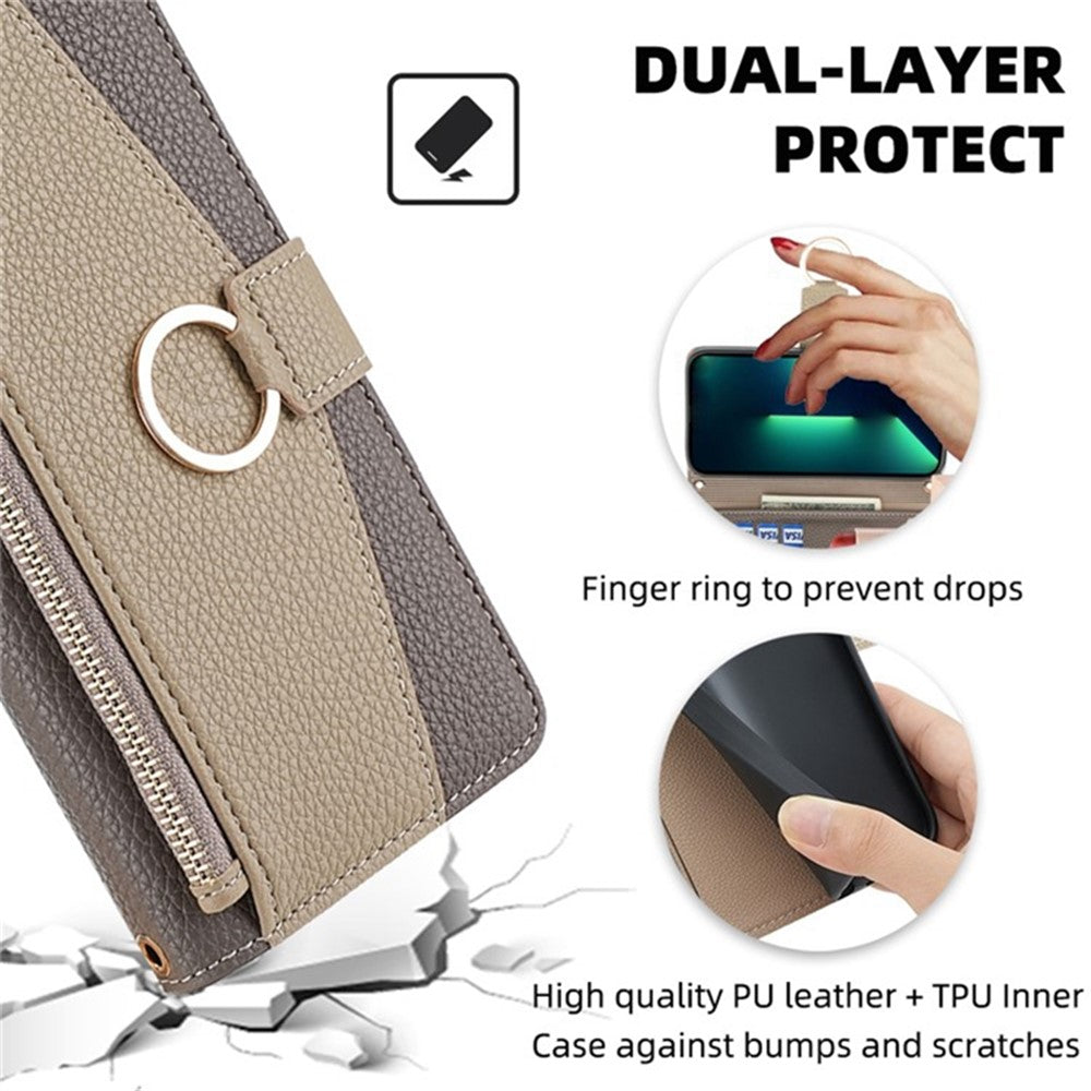 Galaxy S21 Plus 5G Wallet-Hülle – Litschi-Textur, mit Spiegel & Kettenschultergurt