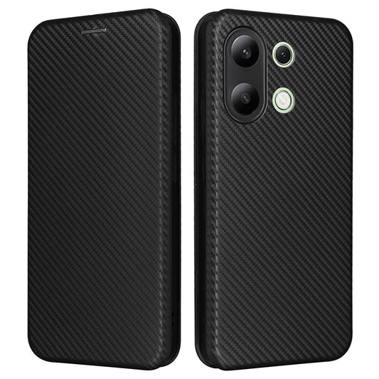 Xiaomi Redmi Note 13 4G Handyhülle – Ledertasche mit Karbonfaser-Textur, magnetisch, stoßdämpfend