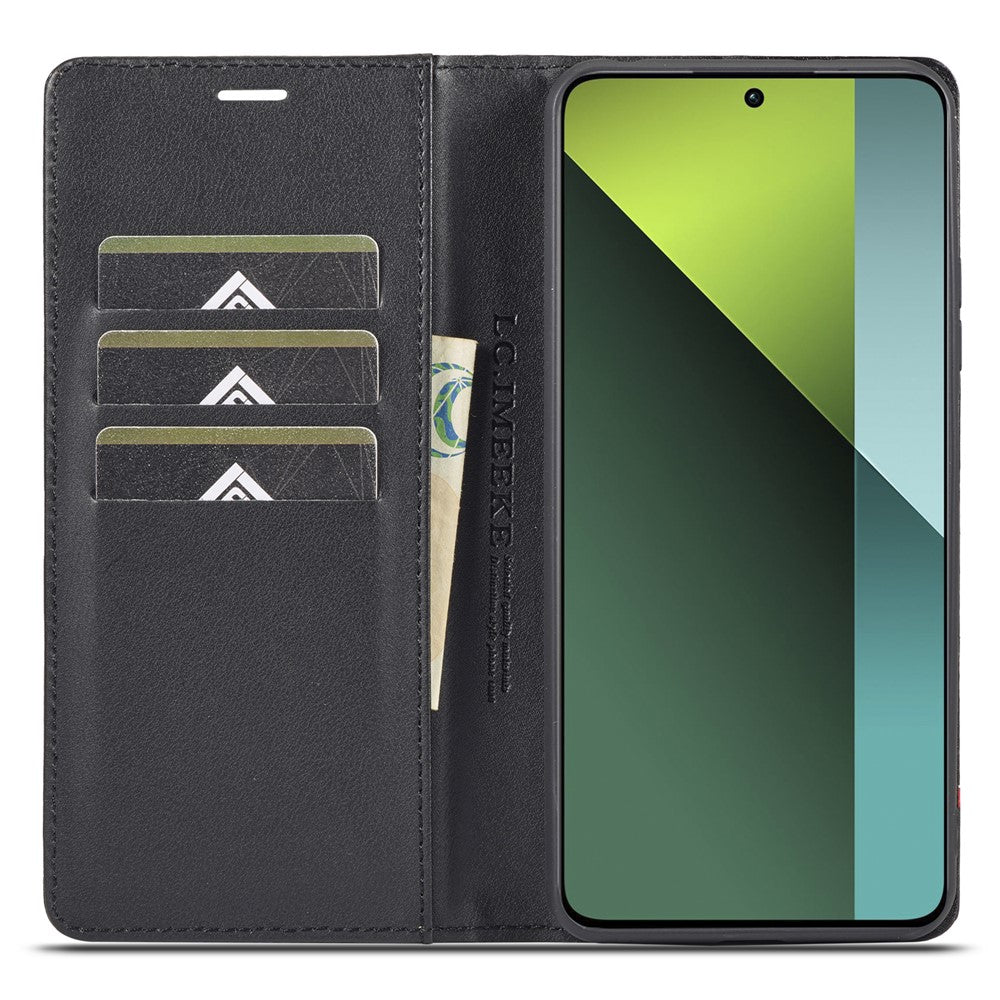 LC.IMEEKE For Xiaomi Redmi Note 13 5G Case Carbon Fiber Texture PU Leather Flip Stand Cover