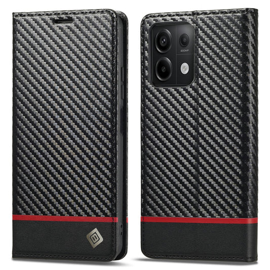 LC.IMEEKE For Xiaomi Redmi Note 13 Pro 5G / Poco X6 5G Leather Case Carbon Fiber Texture Wallet Stand Cover
