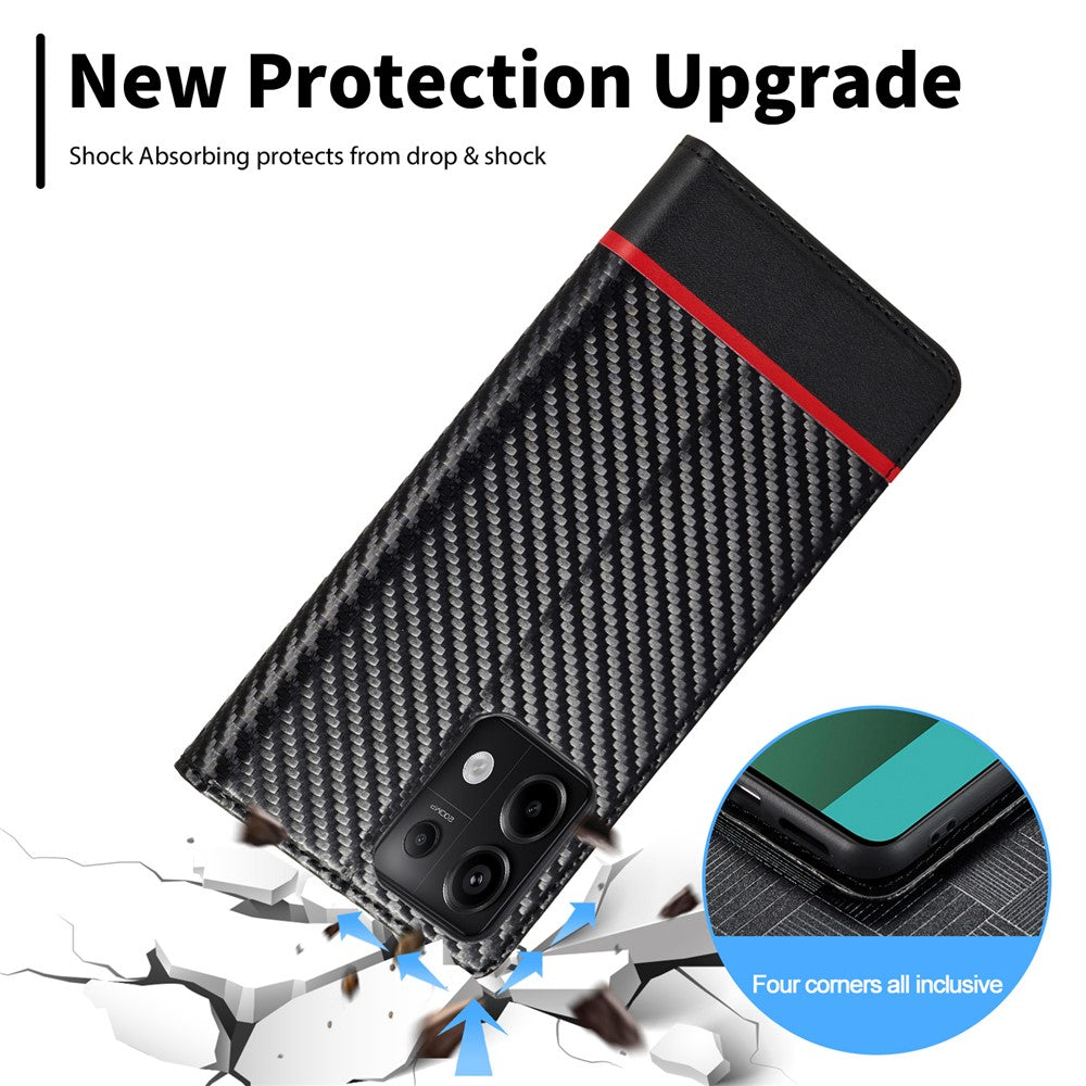 LC.IMEEKE For Xiaomi Redmi Note 13 Pro 5G / Poco X6 5G Leather Case Carbon Fiber Texture Wallet Stand Cover
