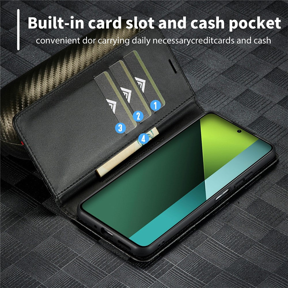 LC.IMEEKE For Xiaomi Redmi Note 13 Pro 4G / Poco M6 Pro 4G Carbon Fiber Texture Case Magnetic Closure Phone Cover