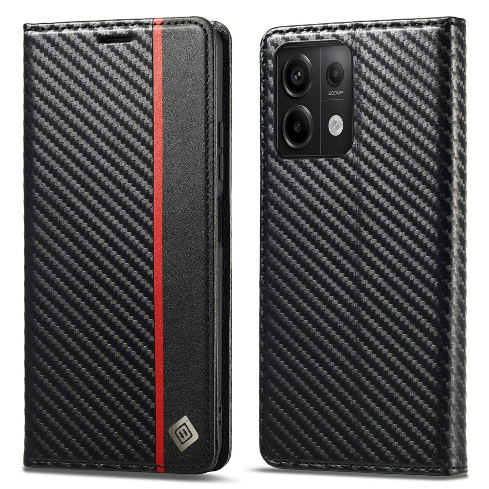 LC.IMEEKE For Xiaomi Redmi Note 13 Pro 4G / Poco M6 Pro 4G Carbon Fiber Texture Case Magnetic Closure Phone Cover