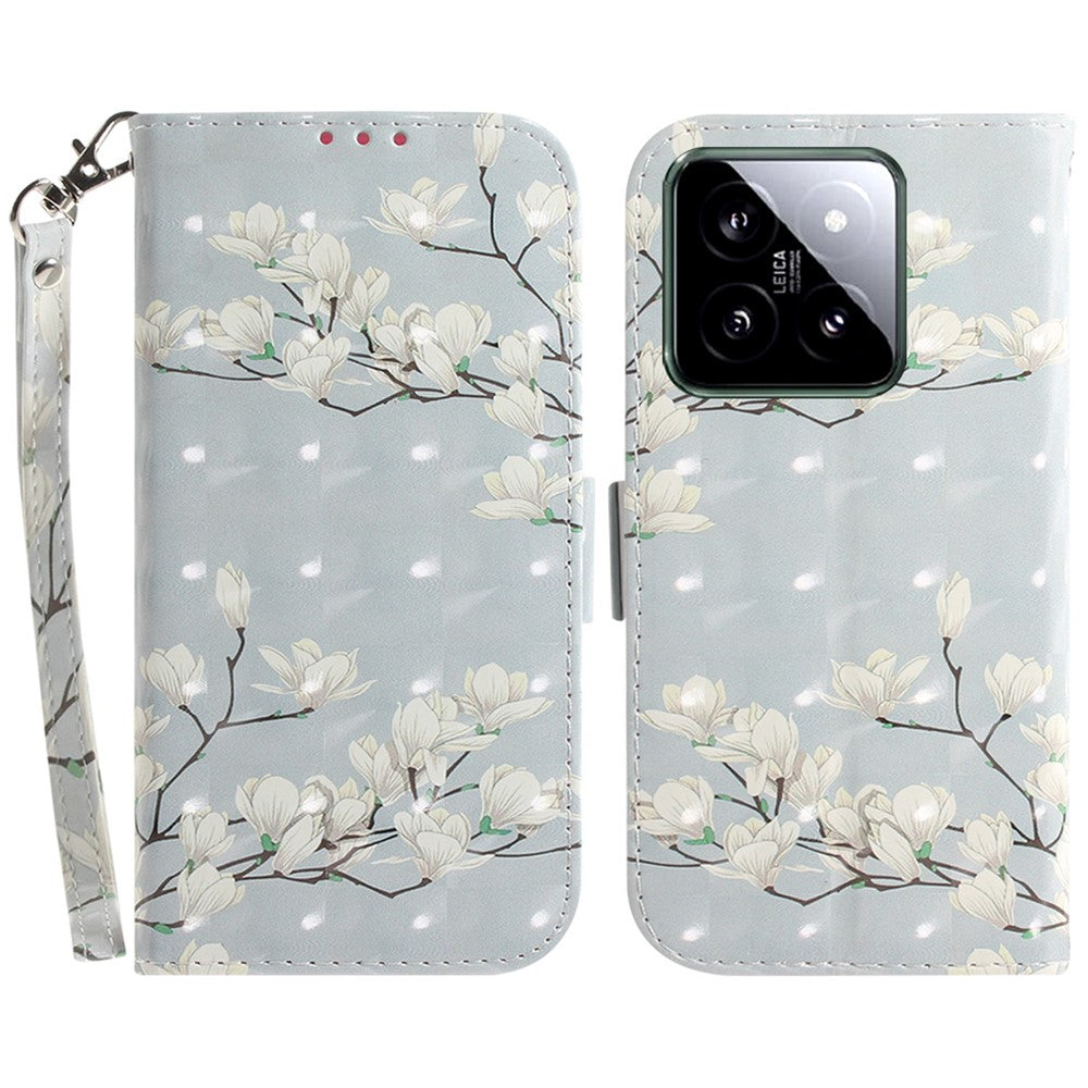 For Xiaomi 14 Case 3D Pattern Leather Anti-scratch Phone Wallet Cover