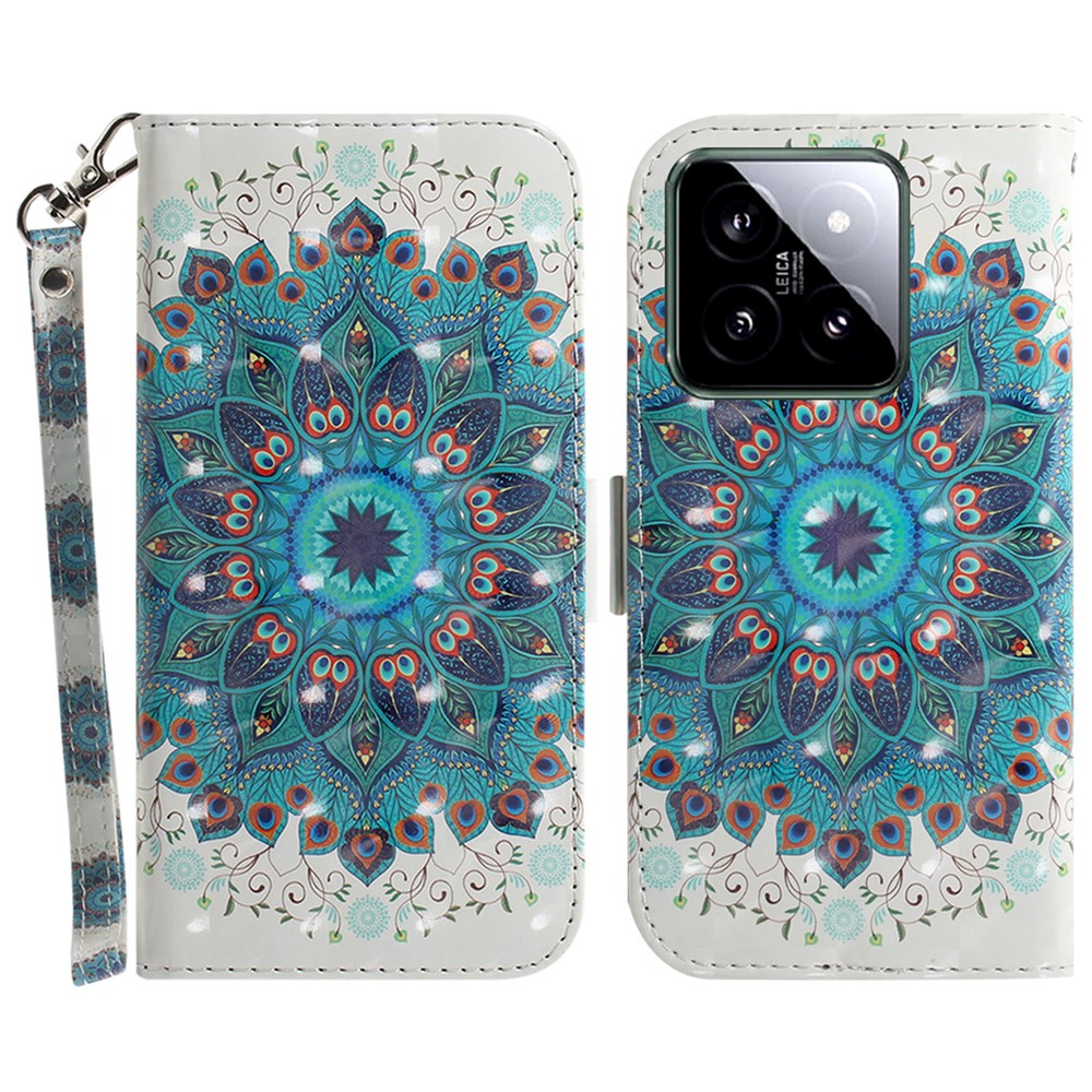 For Xiaomi 14 Case 3D Pattern Leather Anti-scratch Phone Wallet Cover