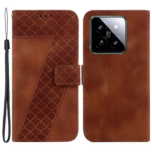 Xiaomi 14 Handyhülle – mit Aufdruck, 7-förmiges Muster, Flip-Leder-Brieftaschenhülle