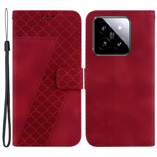 Xiaomi 14 Handyhülle – mit Aufdruck, 7-förmiges Muster, Flip-Leder-Brieftaschenhülle
