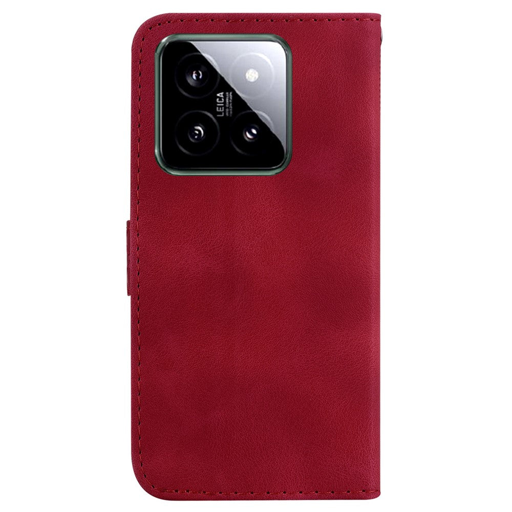 For Xiaomi 14 Cell Phone Case Imprinted 7-Shape Pattern Flip Leather Wallet Cover