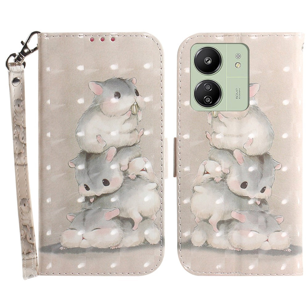 For Xiaomi Redmi 13C 4G / 13C 5G / Poco C65 4G / Poco M6 5G / 13R 5G Cell Phone Case 3D Pattern Wallet Cover