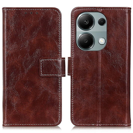 Xiaomi Redmi Note 13 Pro 4G / Xiaomi Poco M6 Pro 4G Handyhülle – Poco M6 Pro 4G Brieftaschen-, Retro-Crazy-Horse-Textur, PU-Leder