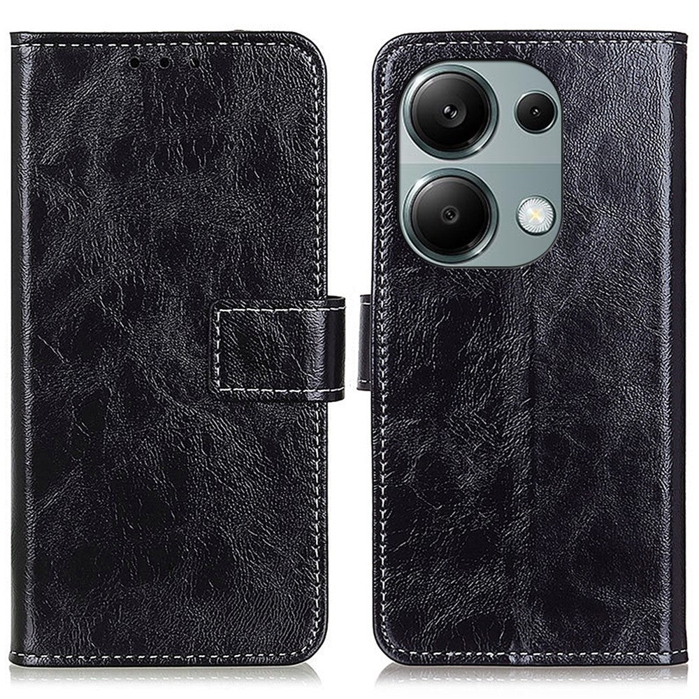 For Xiaomi Redmi Note 13 4G Case Retro PU Leather Wallet Stand Drop Resistant Phone Cover