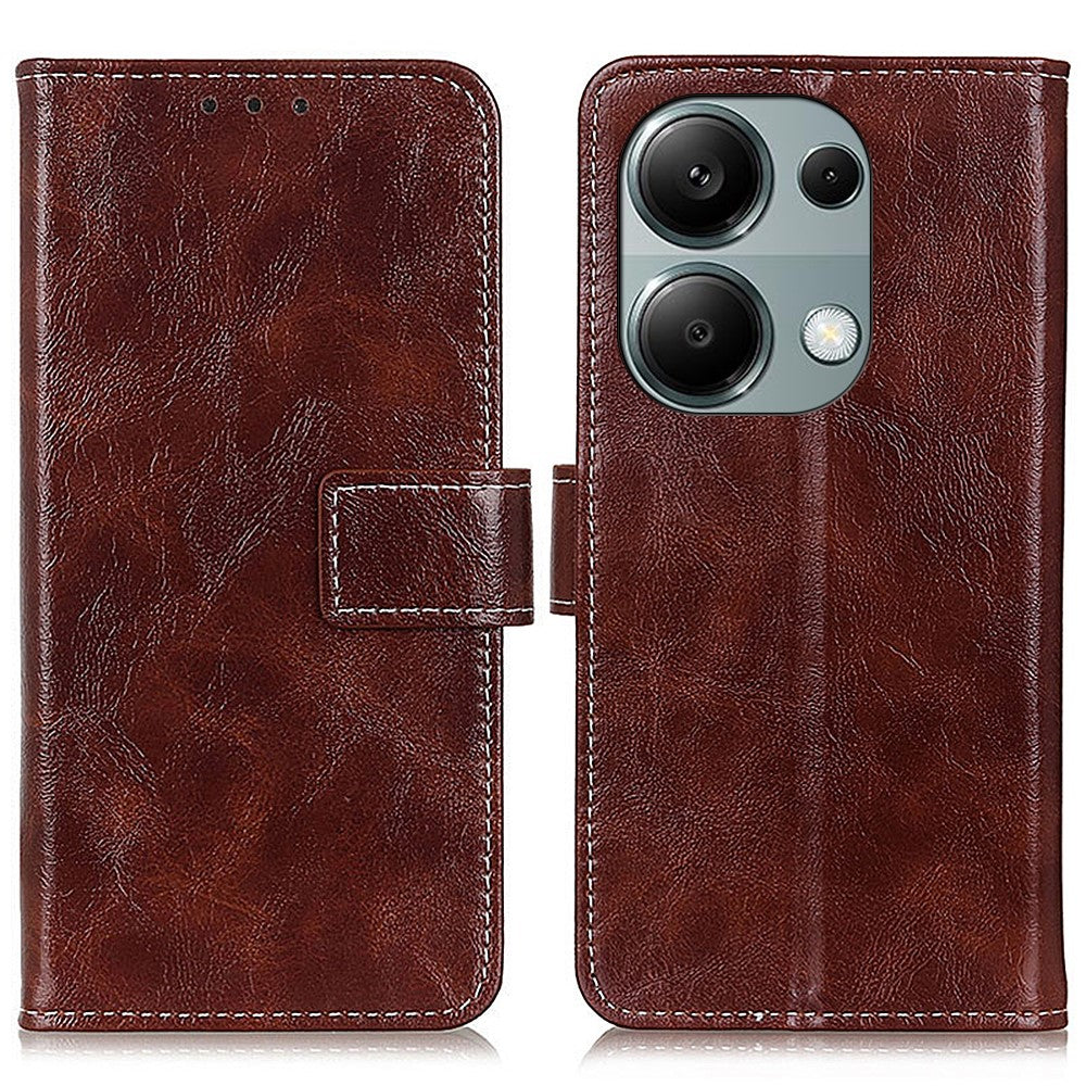 For Xiaomi Redmi Note 13 4G Case Retro PU Leather Wallet Stand Drop Resistant Phone Cover