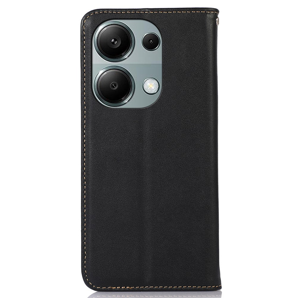 KHAZNEH For Xiaomi Redmi Note 13 Pro 4G / Poco M6 Pro 4G Phone Case Nappa Texture Genuine Cow Leather Cover