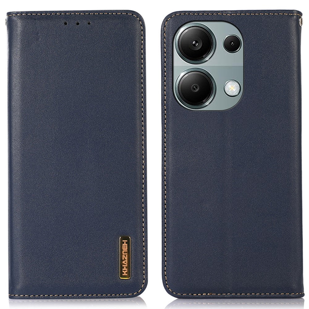 KHAZNEH For Xiaomi Redmi Note 13 Pro 4G / Poco M6 Pro 4G Phone Case Nappa Texture Genuine Cow Leather Cover