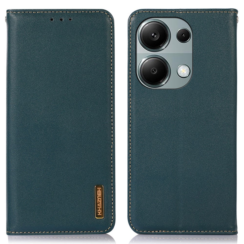 KHAZNEH For Xiaomi Redmi Note 13 Pro 4G / Poco M6 Pro 4G Phone Case Nappa Texture Genuine Cow Leather Cover