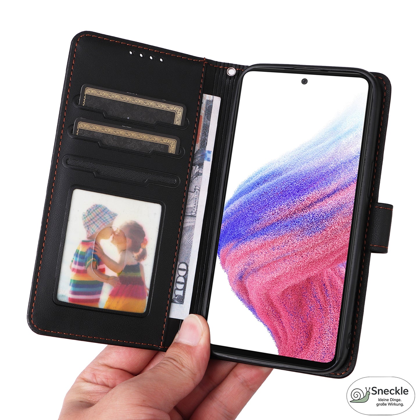Galaxy A73 5G Leder-Wallet-Hülle – Magnetisch