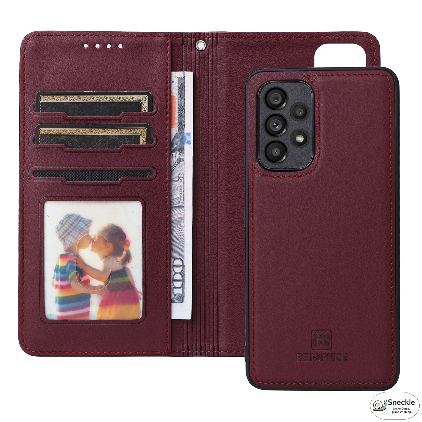 Galaxy A73 5G Leder-Wallet-Hülle – Magnetisch