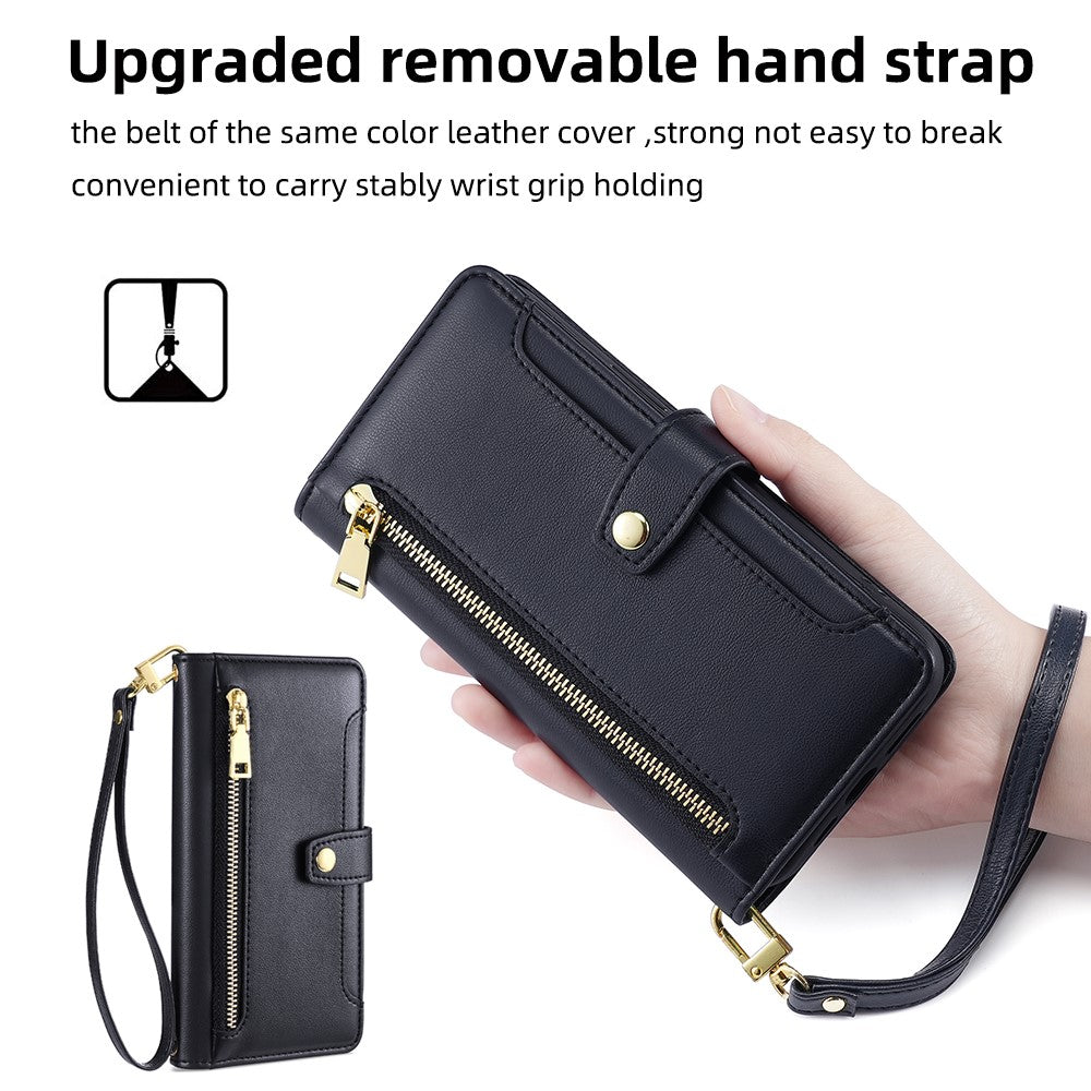 For Xiaomi Redmi Note 13 5G Crossbody Phone Case Zipper Pocket PU Leather Cover