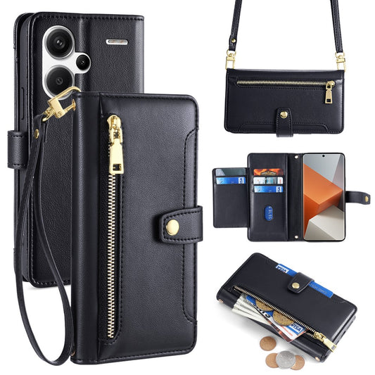 Xiaomi Redmi Note 13 Pro+ 5G Handyhülle – Ledertasche mit Reißverschluss und 2 Riemen