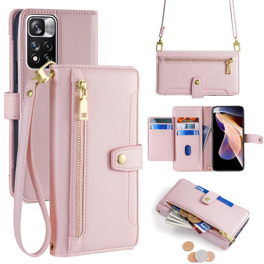 For Xiaomi Redmi Note 11 Pro / Note 11 Pro+ 5G Leather Case Zipper Pocket Crossbody Phone Cover
