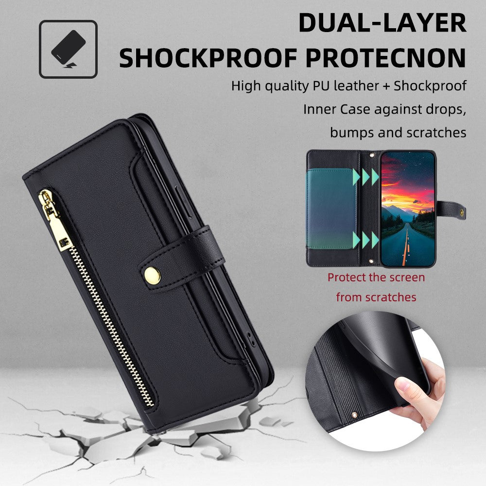 For Xiaomi Redmi Note 11 Pro / Note 11 Pro+ 5G Leather Case Zipper Pocket Crossbody Phone Cover
