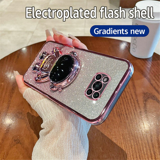 For Xiaomi Poco X3 / X3 NFC / X3 Pro Case Astronaut Kickstand Anti-drop PC+TPU Glitter Phone Cover