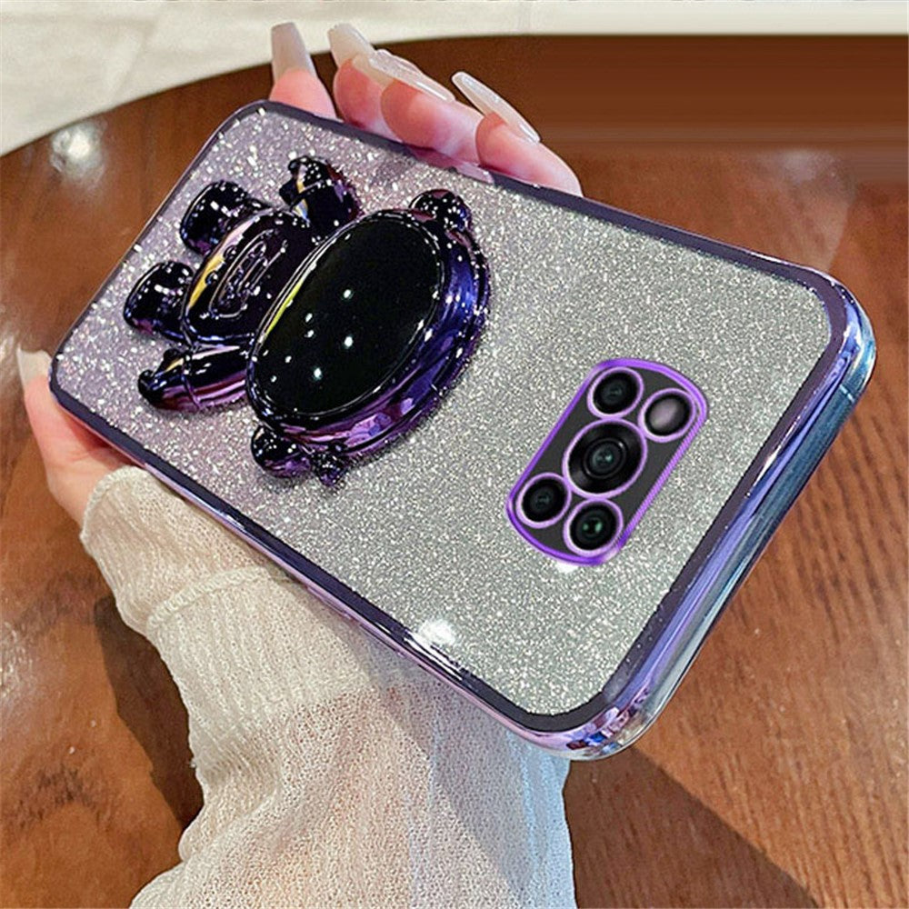 For Xiaomi Poco X3 / X3 NFC / X3 Pro Case Astronaut Kickstand Anti-drop PC+TPU Glitter Phone Cover