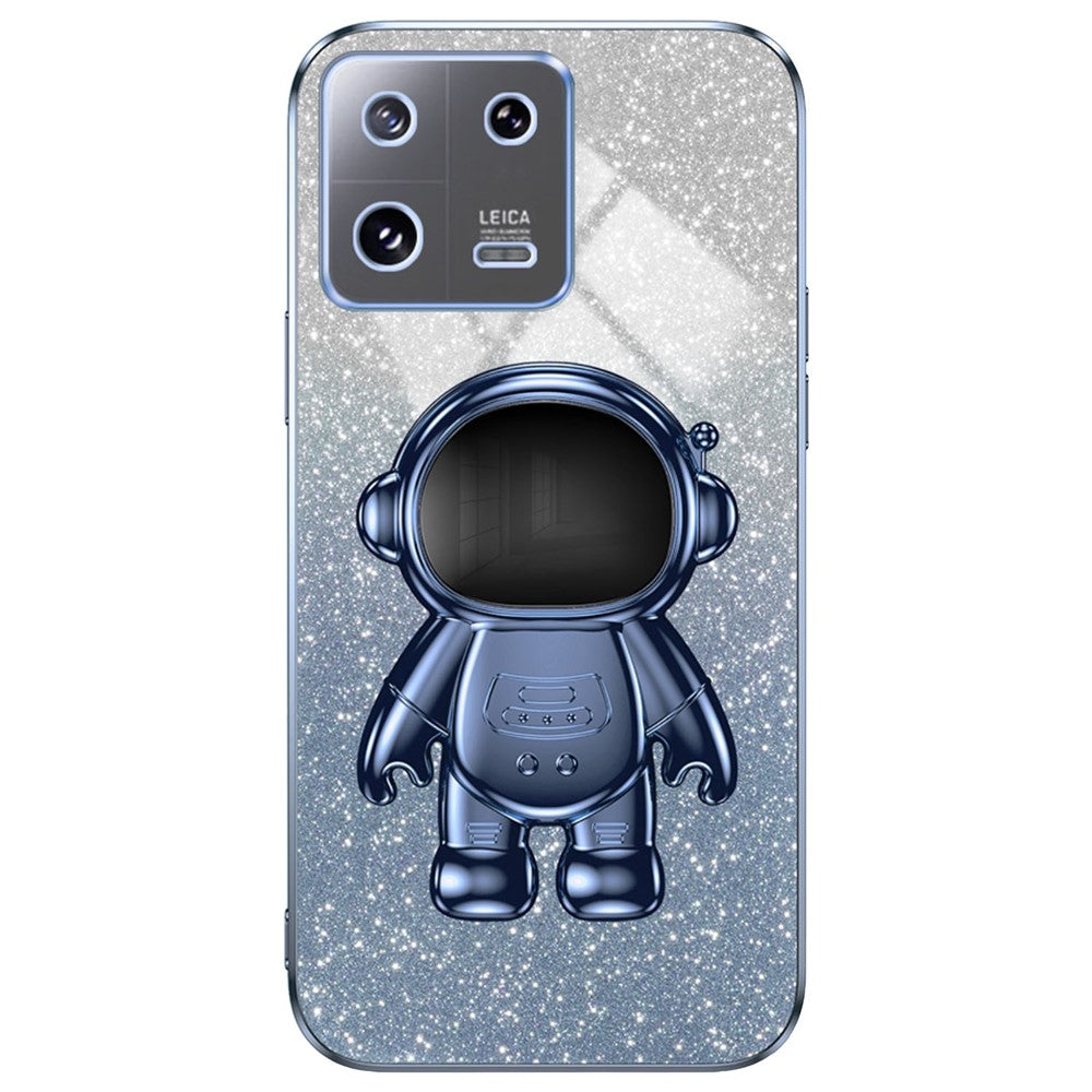 For Xiaomi 13 Cover Glitter PC+TPU Electroplated Phone Case with Cute Astronaut Kickstand