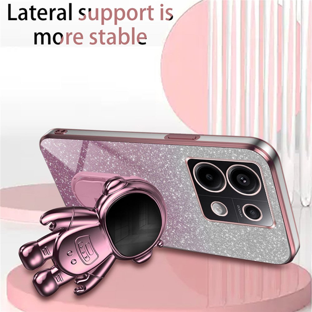 For Xiaomi Poco X6 5G / Redmi Note 13 Pro 5G Case Electroplating Astronaut Kickstand Phone Cover